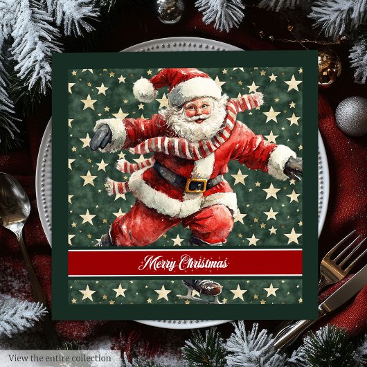 Grappige Waterverf Kerstman Kerstservetten Servet