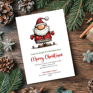 Grappige Waterverf Kerstman Klassieke Kerst Groet Feestdagenkaart