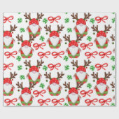 Grappige Waterverf Kerstmis Gnomen Cadeaupapier (Vlak)