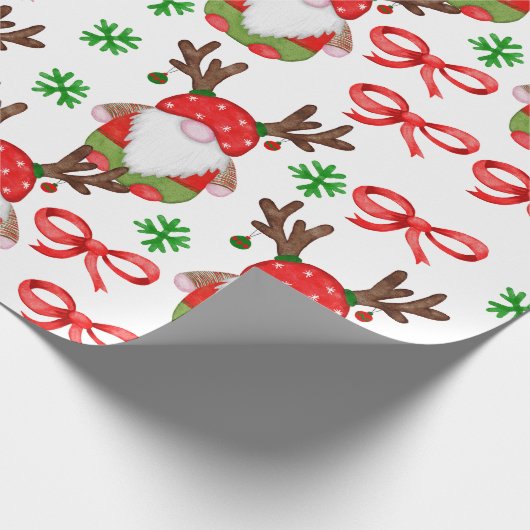 Grappige Waterverf Kerstmis Gnomen Cadeaupapier (Hoek)