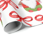 Grappige Waterverf Kerstmis Gnomen Cadeaupapier (Rol Hoek)