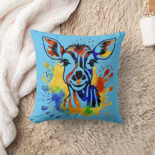 Grappige waterverf kleurrijke antilope kussen (Deken)
