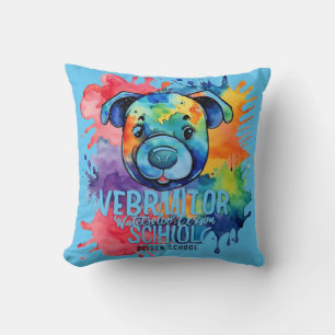 Grappige waterverf kleurrijke hond kussen