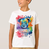 Grappige waterverf kleurrijke hond t-shirt (Voorkant)