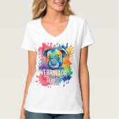 Grappige waterverf kleurrijke hond t-shirt (Voorkant)