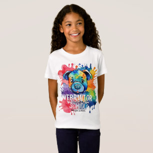Grappige waterverf kleurrijke hond t-shirt
