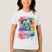 Grappige waterverf kleurrijke hond Tri-Blend shirt (Voorkant)