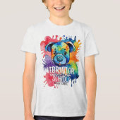 Grappige waterverf kleurrijke hond Tri-Blend shirt (Voorkant)