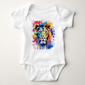 Grappige waterverf kleurrijke leeuw romper (Voorkant)