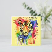 Grappige waterverf kleurrijke tijger kaart (Staand voorkant)