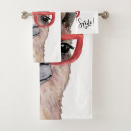 Grappige Waterverf Llama Bad Handdoek
