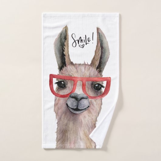 Grappige Waterverf Llama Bad Handdoek (Handdoek)