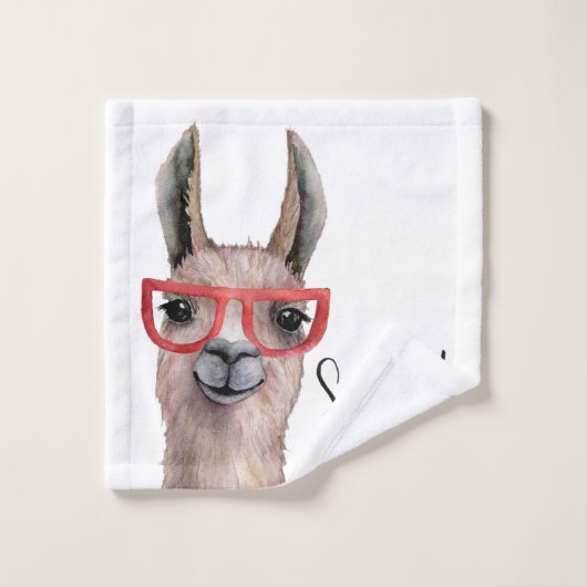 Grappige Waterverf Llama Bad Handdoek (Wasdoekje)