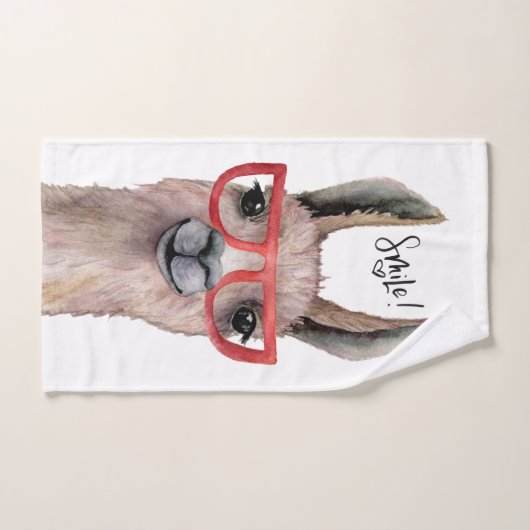 Grappige Waterverf Llama Bad Handdoek (Handdoek)