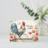 Grappige Waterverf Rooster Cocktail Verjaardag Briefkaart (Staand voorkant)