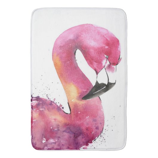 Grappige Waterverf roze flamingo geschenken liefhe Badmat (Voorkant Verticaal)