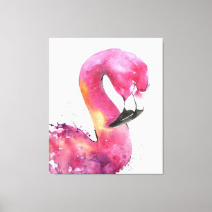 Grappige Waterverf roze flamingo geschenken liefhe Canvas Afdruk