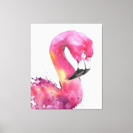 Grappige Waterverf roze flamingo geschenken liefhe Canvas Afdruk (Voorkant)
