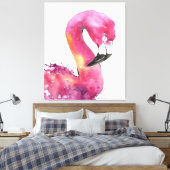 Grappige Waterverf roze flamingo geschenken liefhe Canvas Afdruk (Insitu (Slaapkamer))