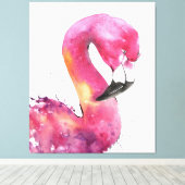 Grappige Waterverf roze flamingo geschenken liefhe Canvas Afdruk (Insitu (Houten vloer))
