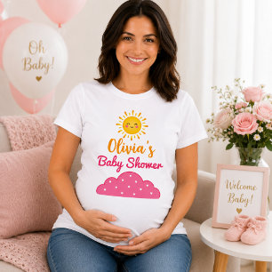 Grappige Waterverf Roze Wolken Voor Baby Meisje Sh T-shirt