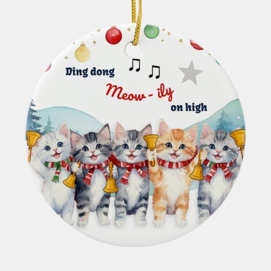 Grappige Waterverf van Cat Lover Keramisch Ornament (Voorkant)