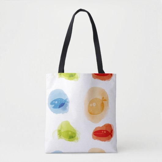 Grappige Waterverf Vissen op witte achtergrond Tote Bag (Voorkant)