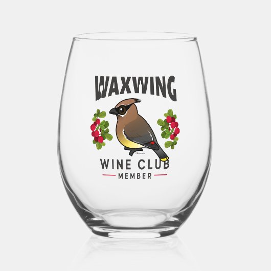 Grappige Waxwing wijnclub Birdorable Wijnglas Zonder Voet (Voorkant)