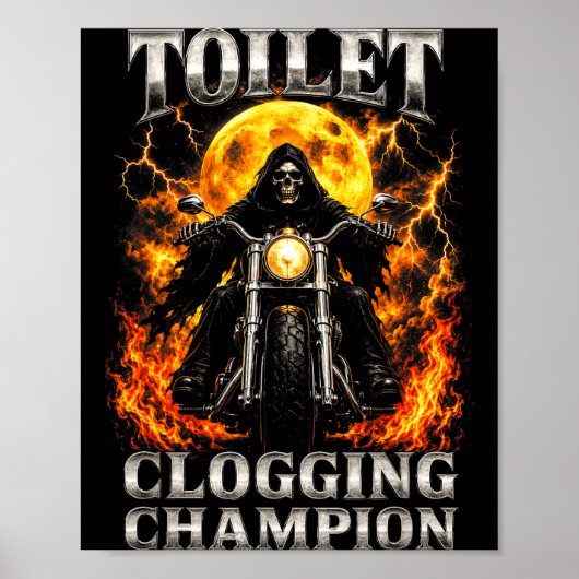 Grappige wc-verstoppende kampioensskeletbiker poster (Voorkant)