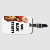 Grappige “We Saw That” Kerstman en Jezus Design Bagagelabel (Voorkant (horizontaal))