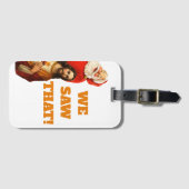 Grappige “We Saw That” Kerstman en Jezus Design Bagagelabel (Voorkant (horizontaal))