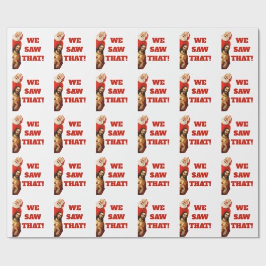 Grappige “We Saw That” Kerstman en Jezus Design Cadeaupapier (Vlak)