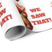 Grappige “We Saw That” Kerstman en Jezus Design Cadeaupapier (Rol Hoek)