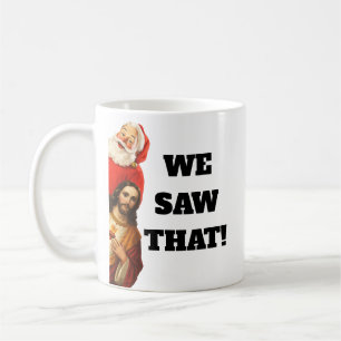 Grappige “We Saw That” Kerstman en Jezus Design Koffiemok