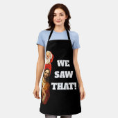 Grappige “We Saw That” Kerstman en Jezus Design Schort (Gedragen)