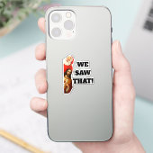 Grappige “We Saw That” Kerstman en Jezus Design Sticker (Telefoon)