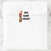 Grappige “We Zagen Dat” Kerstman en Jezus Design Vierkante Sticker (Tas)