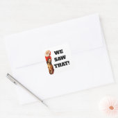 Grappige “We Zagen Dat” Kerstman en Jezus Design Vierkante Sticker (Envelop)