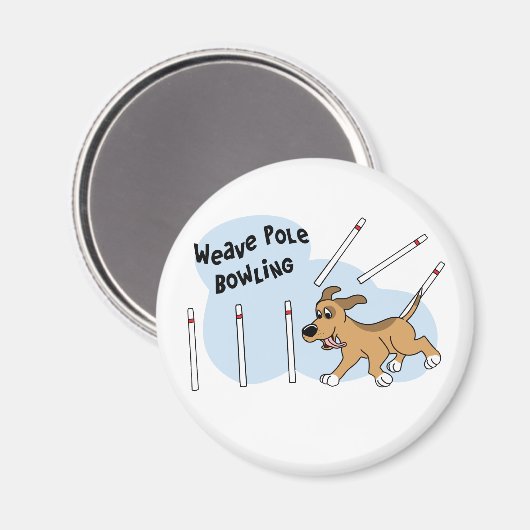 Grappige Weave Polen Dog Agility Magneet (Voorkant / Achterkant)