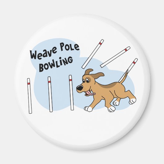 Grappige Weave Polen Dog Agility Magneet (Voorkant)