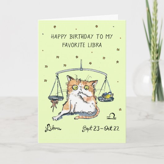 Grappige Weegschaal kaart Sterrenbeeld Katten Horo (Voorkant)