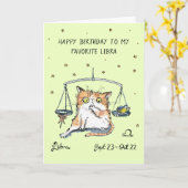 Grappige Weegschaal kaart Zodiac Cat Star teken ho (Gele Bloem)