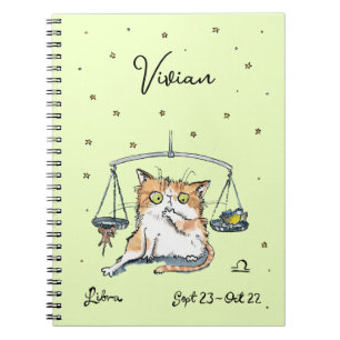 Grappige Weegschaal Zodiac Kat Sterren teken horos Notitieboek