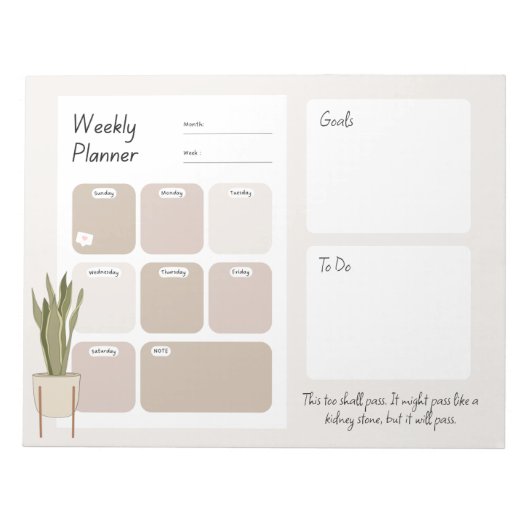 Grappige weekplanner met Plant Notitieblok (Voorkant)