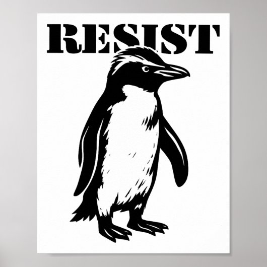 Grappige Weerstand Pinguïn Protesteert Tegen Tarie Poster (Voorkant)