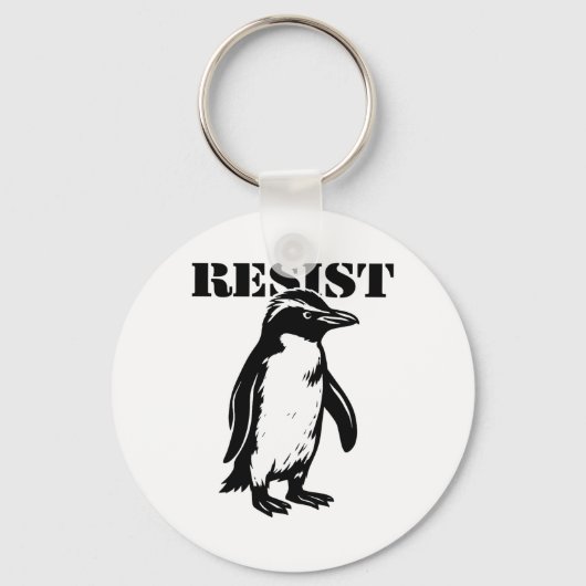 Grappige Weerstand Pinguïn Protesteert Tegen Tarie Sleutelhanger (Voorkant)