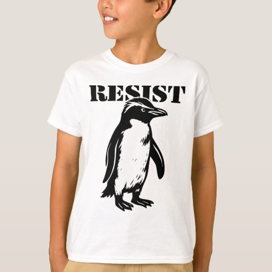 Grappige Weerstand Pinguïn Protesteert Tegen Tarie T-shirt (Voorkant)