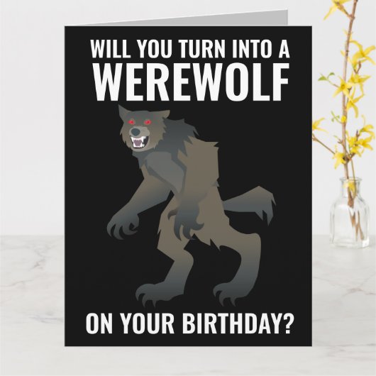 GRAPPIGE WEERWOLF VERJAARDAGSKAART KAARTEN (Gele Bloem)