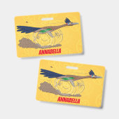 Grappige wegrennevogel cartoon illustratie badge (Voor- en achterkant)