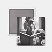 Grappige Weimaraner die een boek leest over hoe te Magneet (Voorkant / Achterkant)
